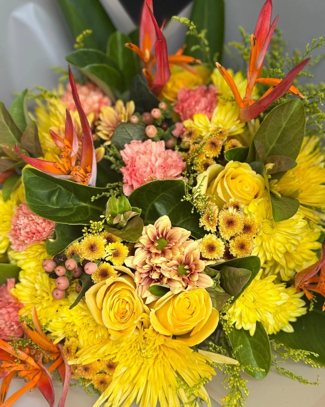 Yellow roses and colourful flowers at O’NO